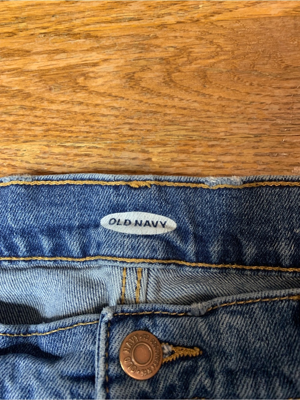 OLD NAVY Blue High Waisted Wide Leg Jeans Size 12 Light Distressing - Picture 2 of 8